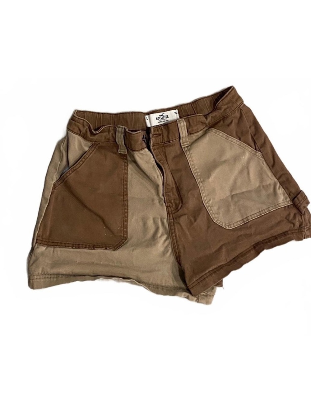 Hollister Two-Tone Brown and Beige Cargo Shorts Size L